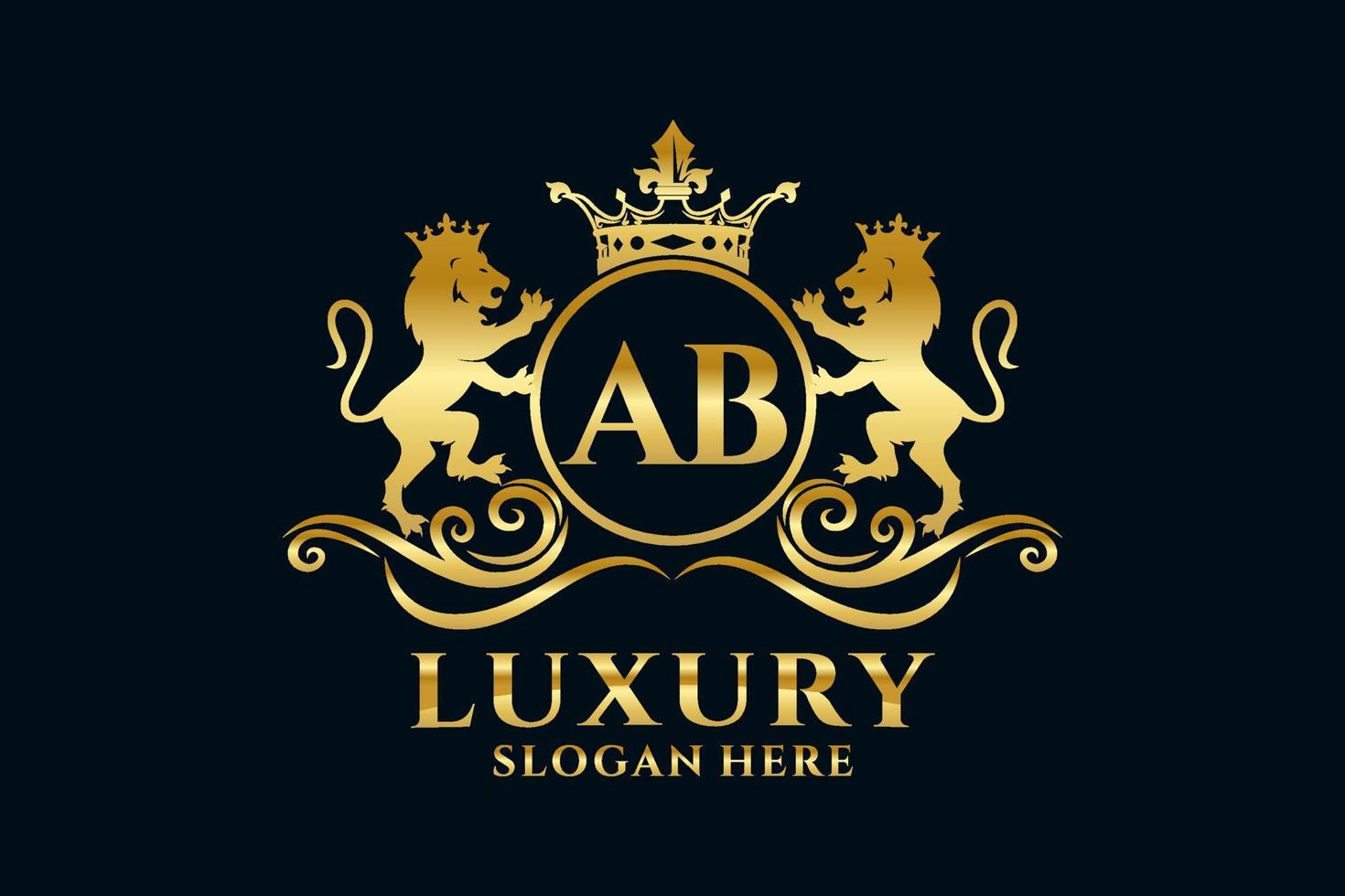 Initial AB Letter Lion Royal Luxury Logo template in vector art for luxurious branding projects and other vector illustration.