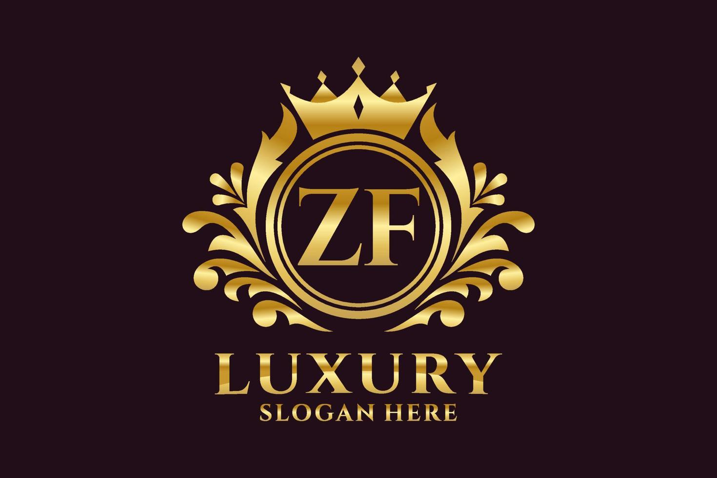 Initial ZF Letter Royal Luxury Logo template in vector art for luxurious branding projects and other vector illustration.