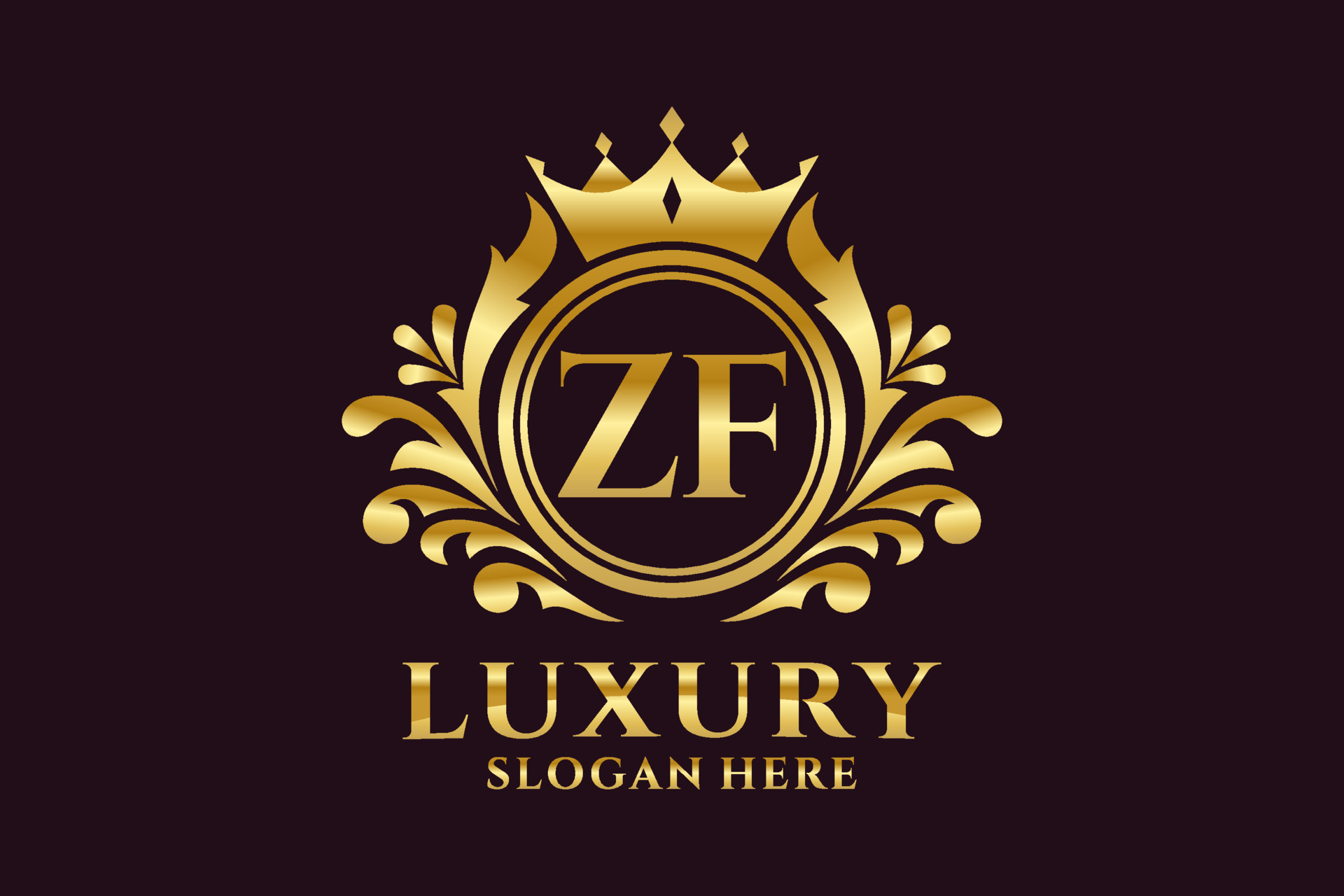 Initial ZF Letter Royal Luxury Logo template in vector art for