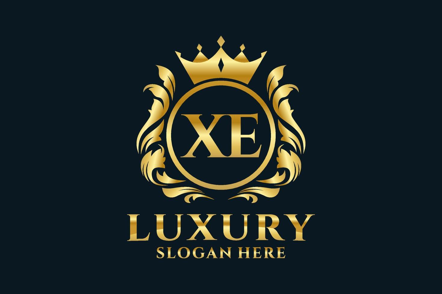 Initial XE Letter Royal Luxury Logo template in vector art for luxurious branding projects and other vector illustration.