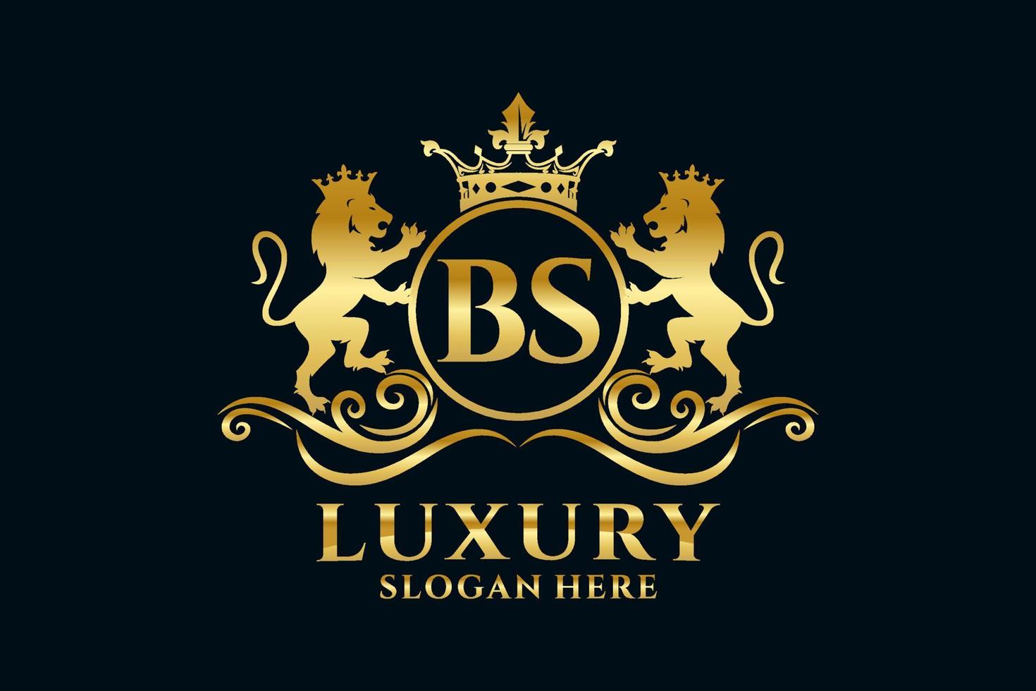Initial BS Letter Lion Royal Luxury Logo template in vector art for luxurious branding projects and other vector illustration.