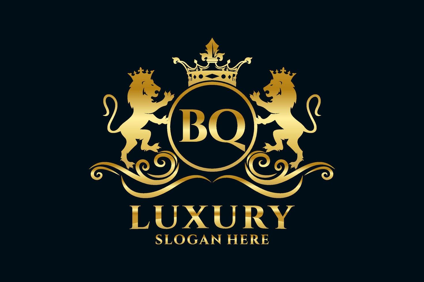 Initial BQ Letter Lion Royal Luxury Logo template in vector art for luxurious branding projects and other vector illustration.