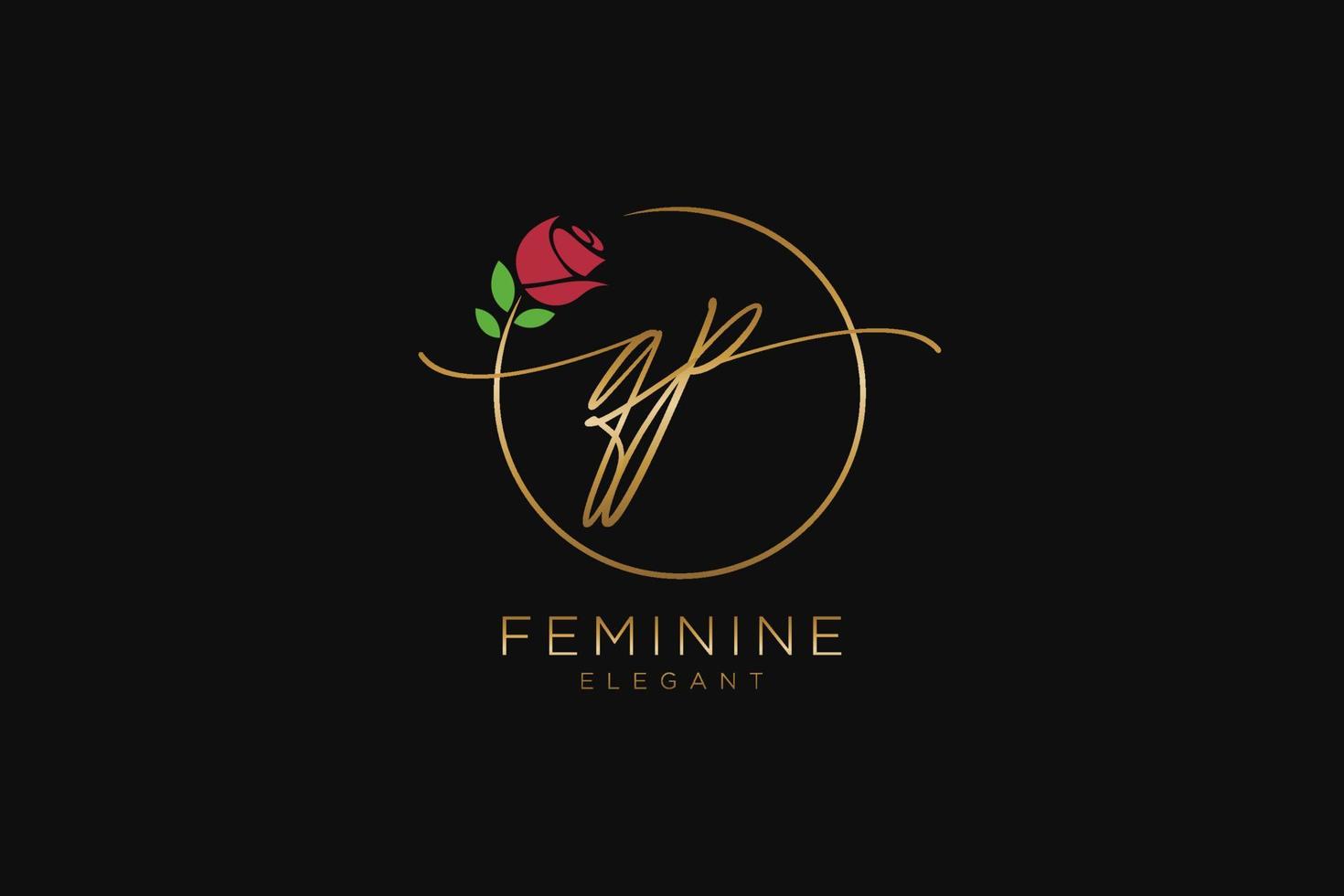 initial QP Feminine logo beauty monogram and elegant logo design, handwriting logo of initial signature, wedding, fashion, floral and botanical with creative template. vector