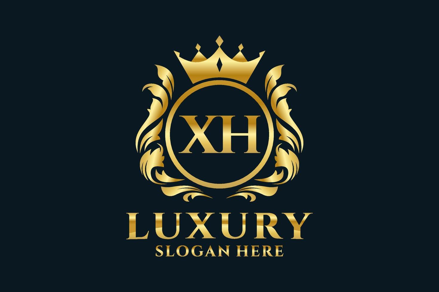 Initial XH Letter Royal Luxury Logo template in vector art for luxurious branding projects and other vector illustration.