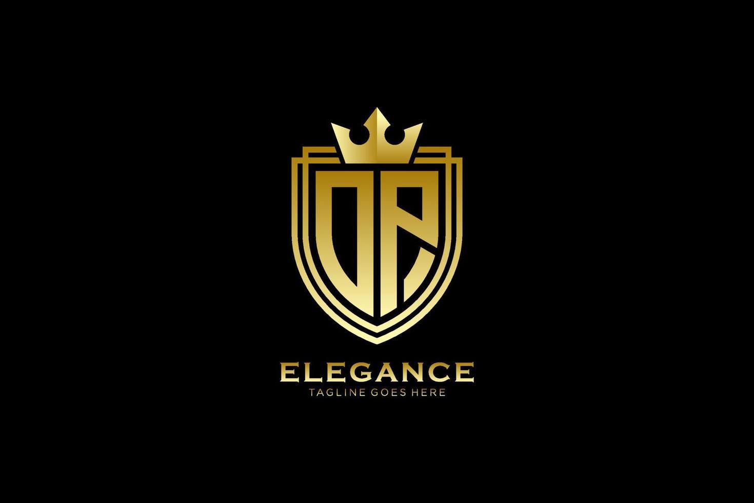 initial OP elegant luxury monogram logo or badge template with scrolls and royal crown - perfect for luxurious branding projects vector