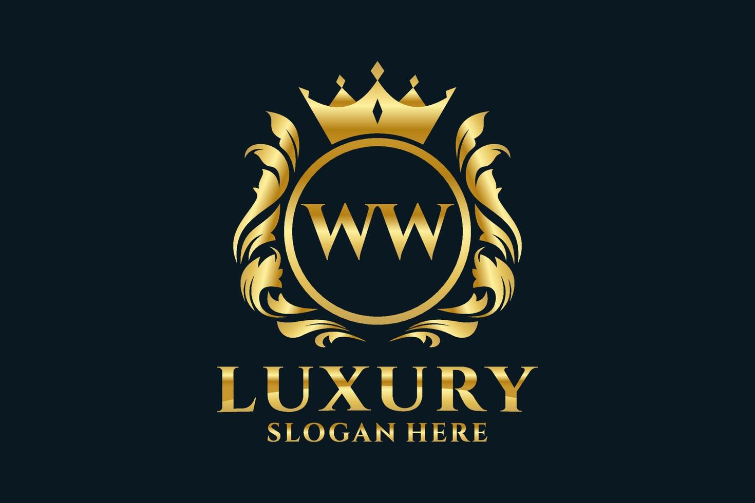 Initial WW Letter Royal Luxury Logo template in vector art for luxurious branding projects and other vector illustration.