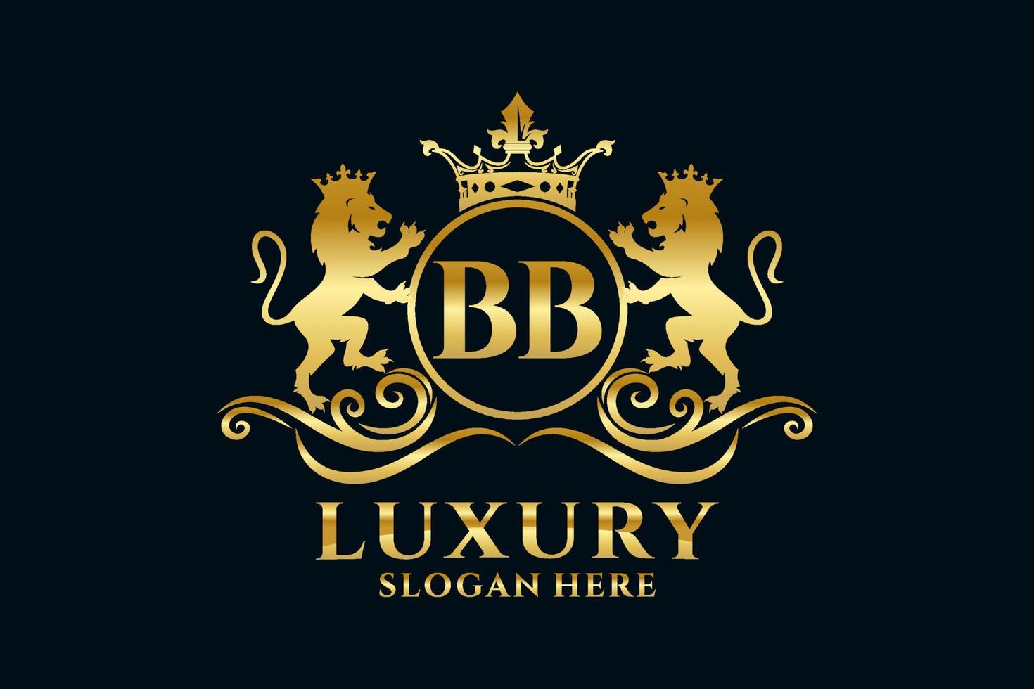 Initial BB Letter Lion Royal Luxury Logo template in vector art for luxurious branding projects and other vector illustration.