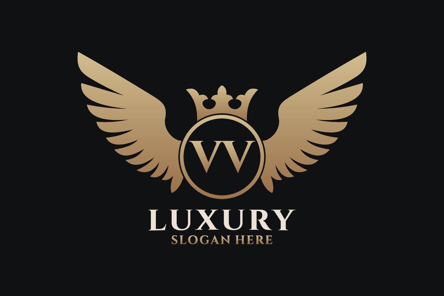 Luxury royal wing Letter VV crest Gold color Logo vector, Victory logo, crest logo, wing logo, vector logo template.