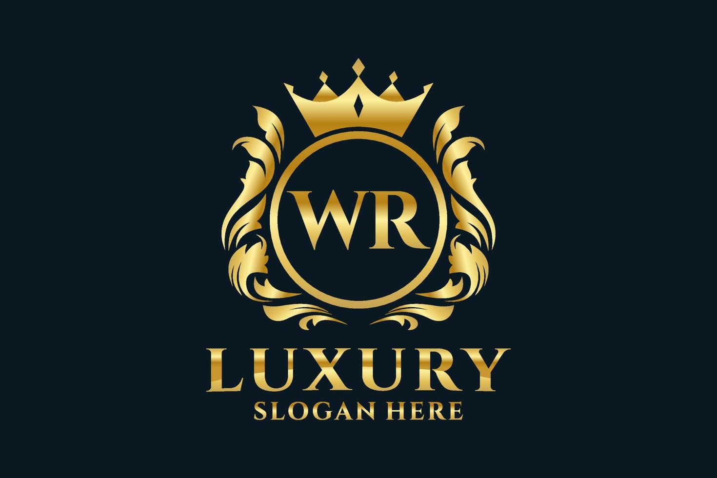 Initial WR Letter Royal Luxury Logo template in vector art for luxurious branding projects and other vector illustration.