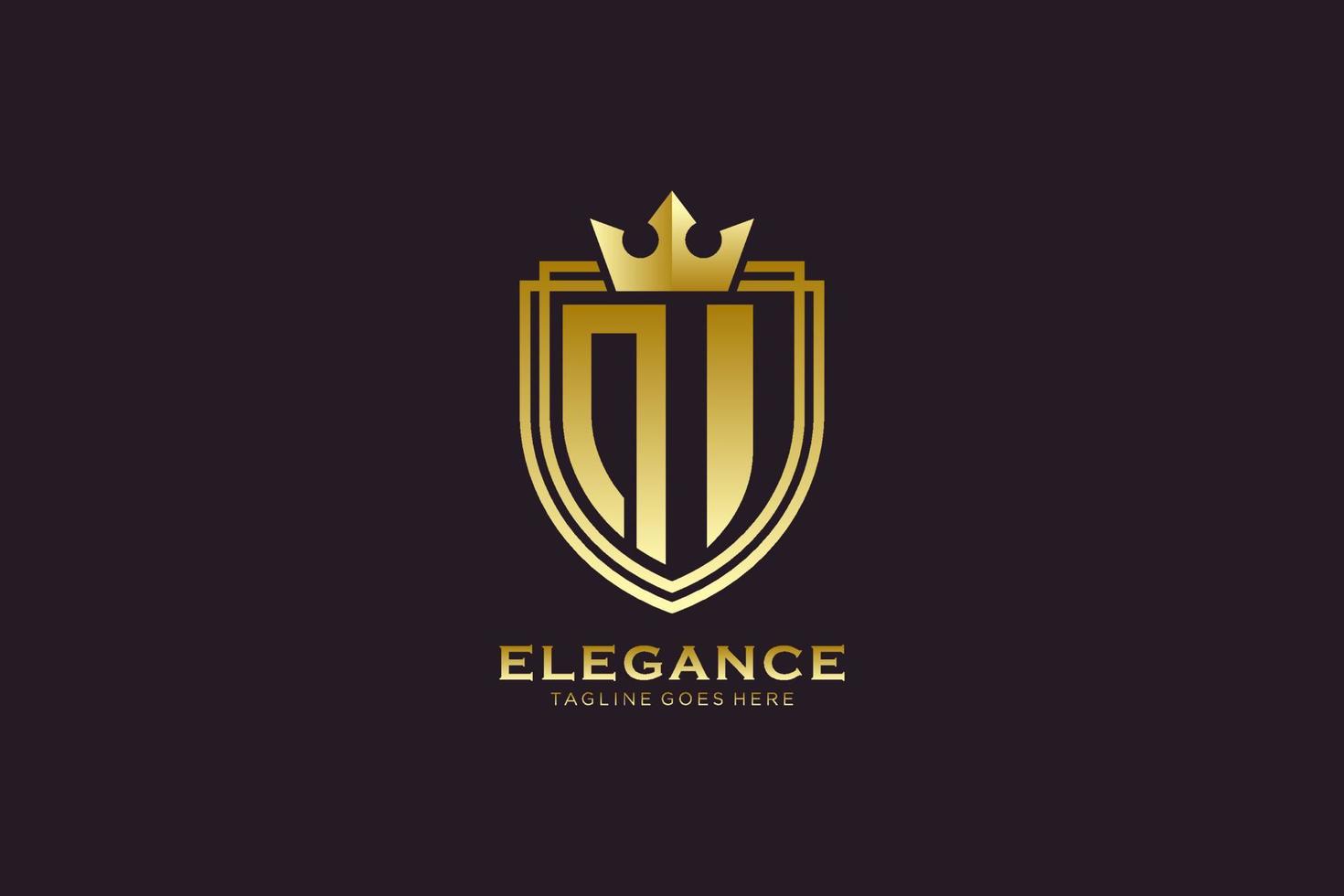 initial NI elegant luxury monogram logo or badge template with scrolls and royal crown - perfect for luxurious branding projects vector