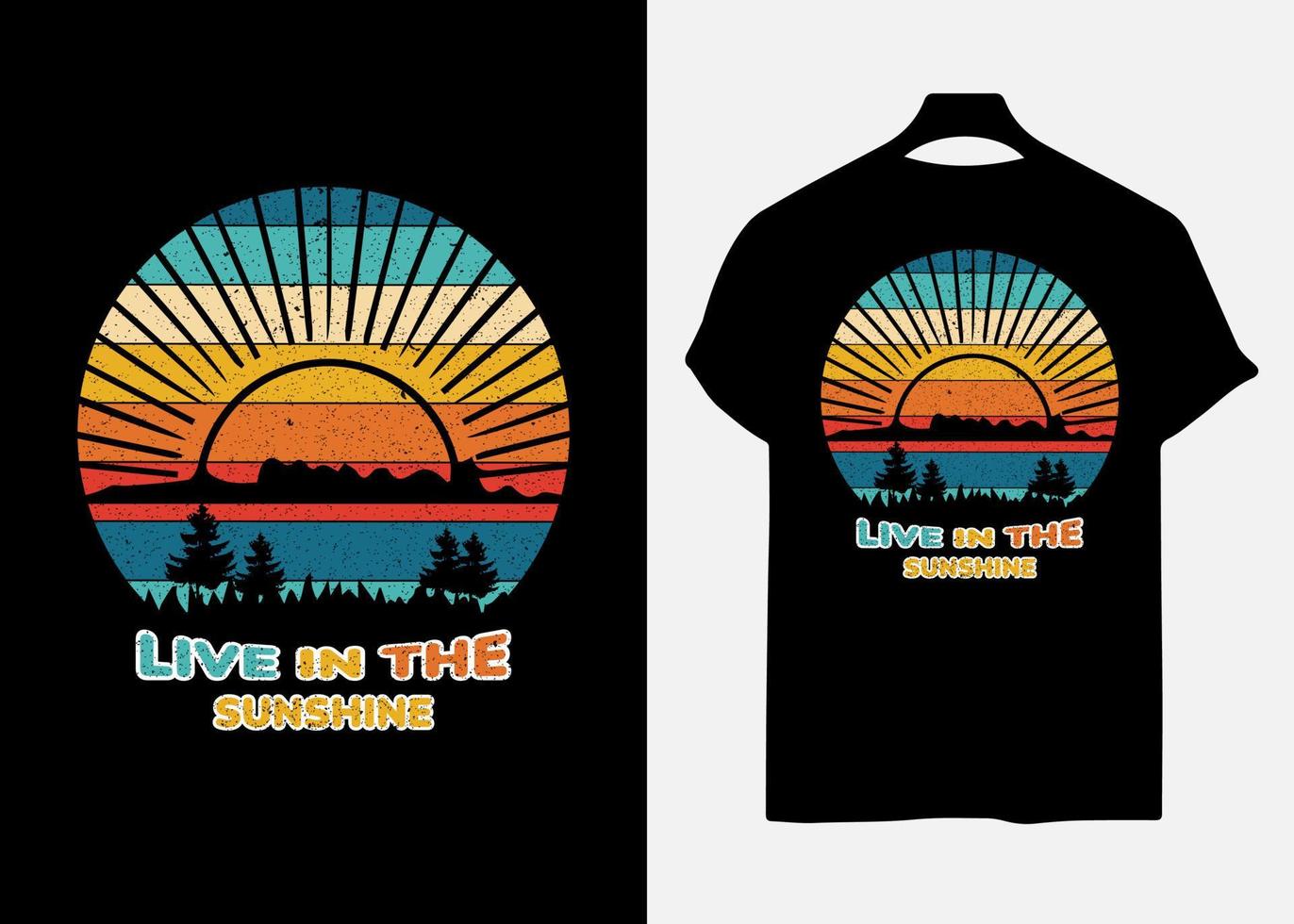 vive bajo el sol diseño de camiseta retro vector