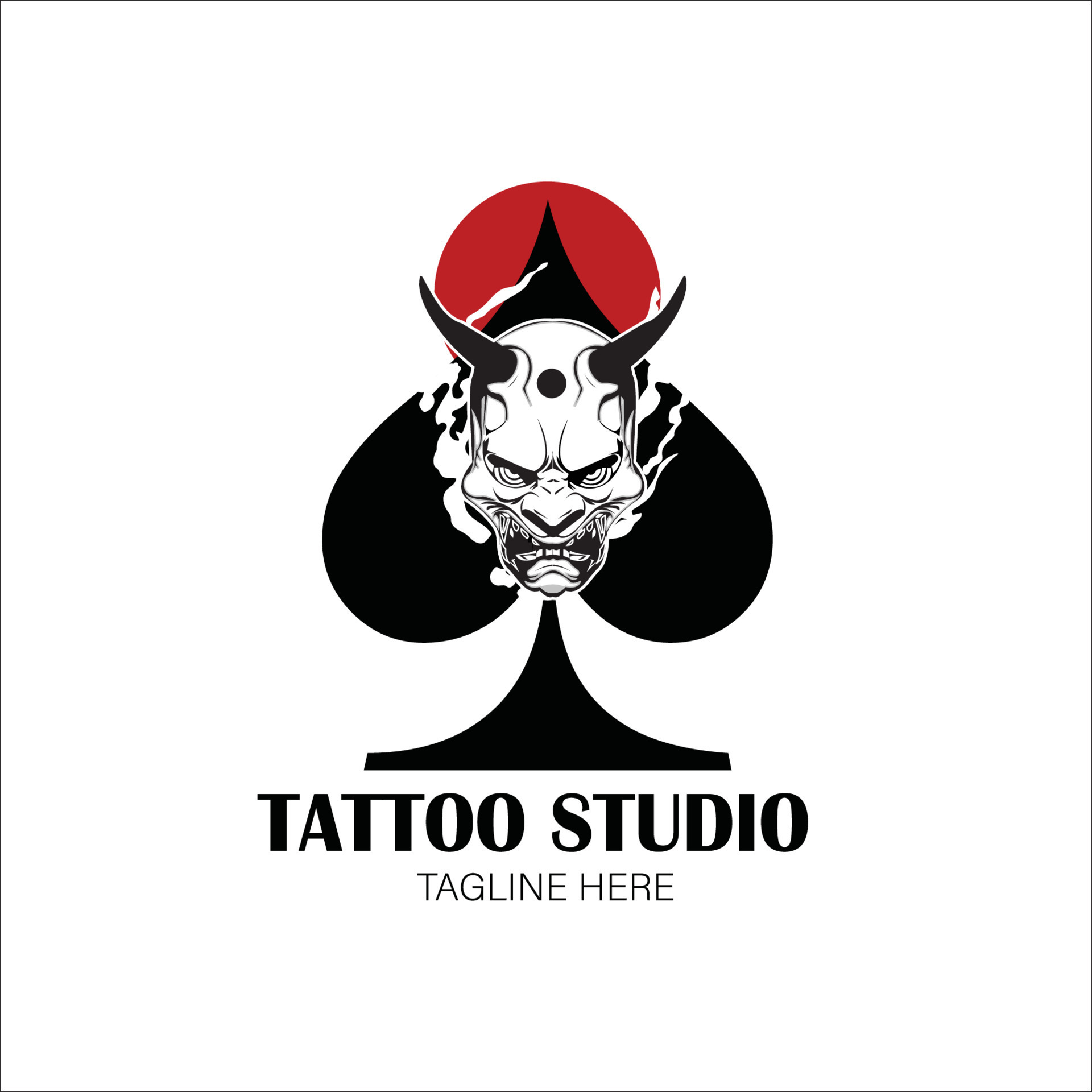 tattoo studio logo mask and ace of spades 12031125 Vector Art at Vecteezy