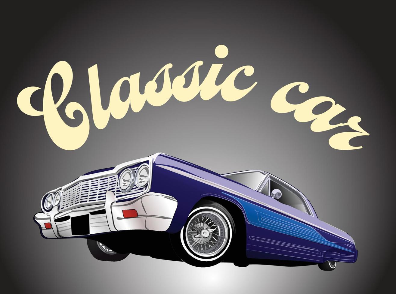 low rider classic car art vector