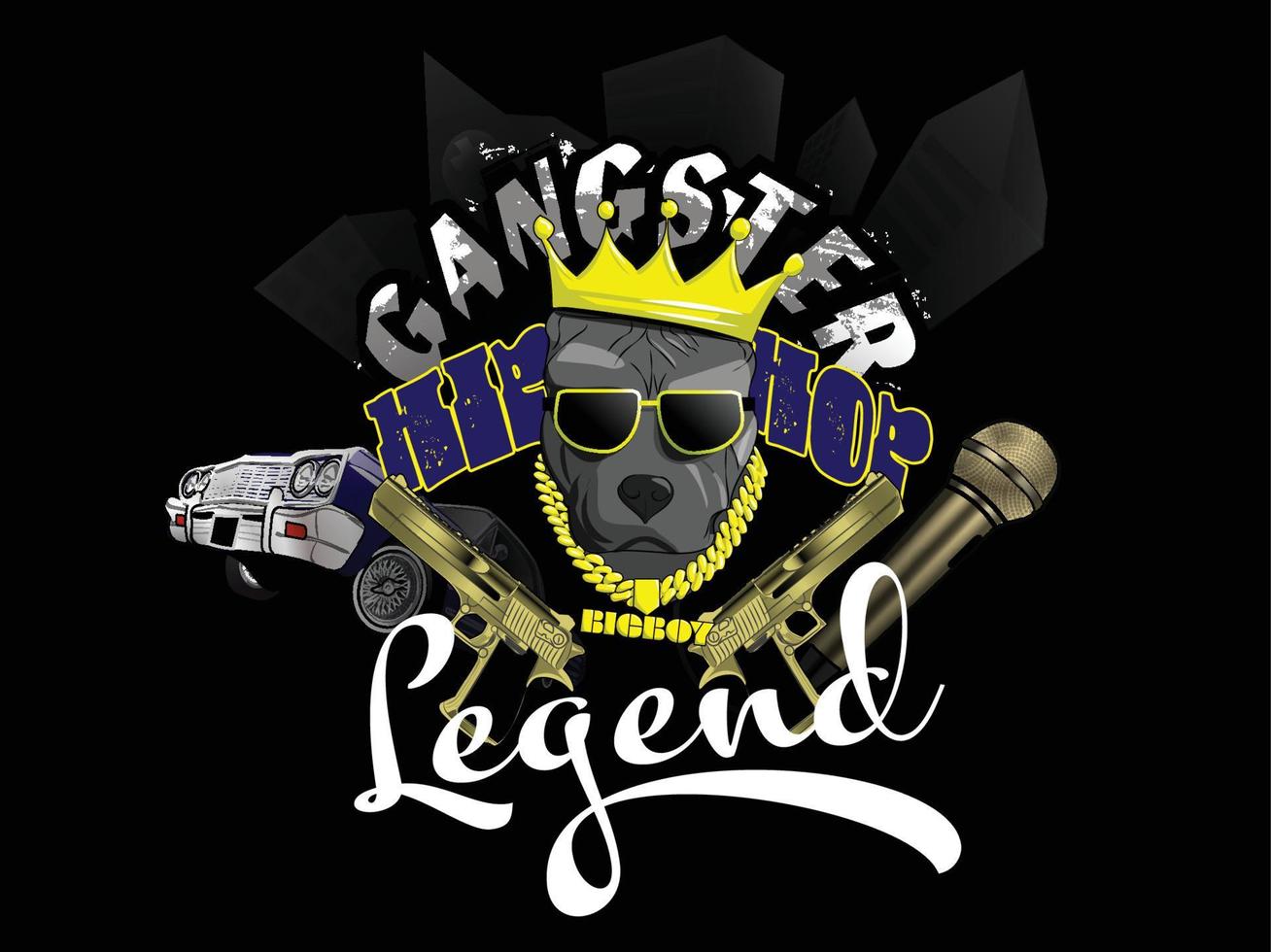 camiseta de hip hop con ilustraciones vector