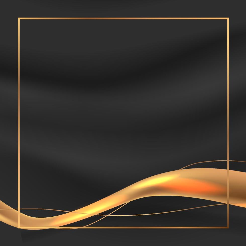 abstract smooth golden 3d silk fabric ribbon for luxury elegant with dark background vector