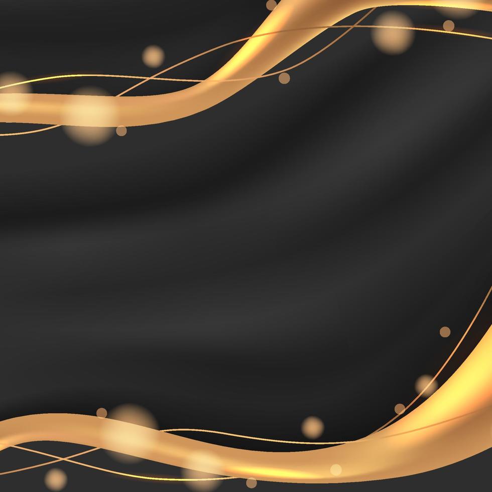 abstract smooth golden 3d silk fabric ribbon for luxury elegant with dark background vector