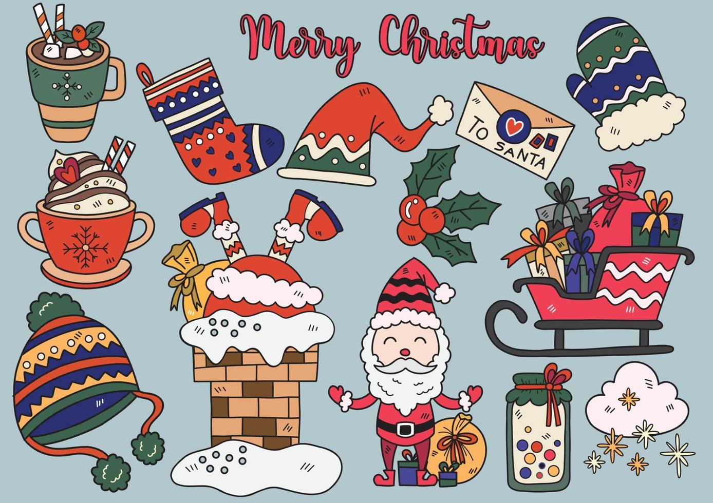 Hand drawn style christmas object doodle objects vector illustration