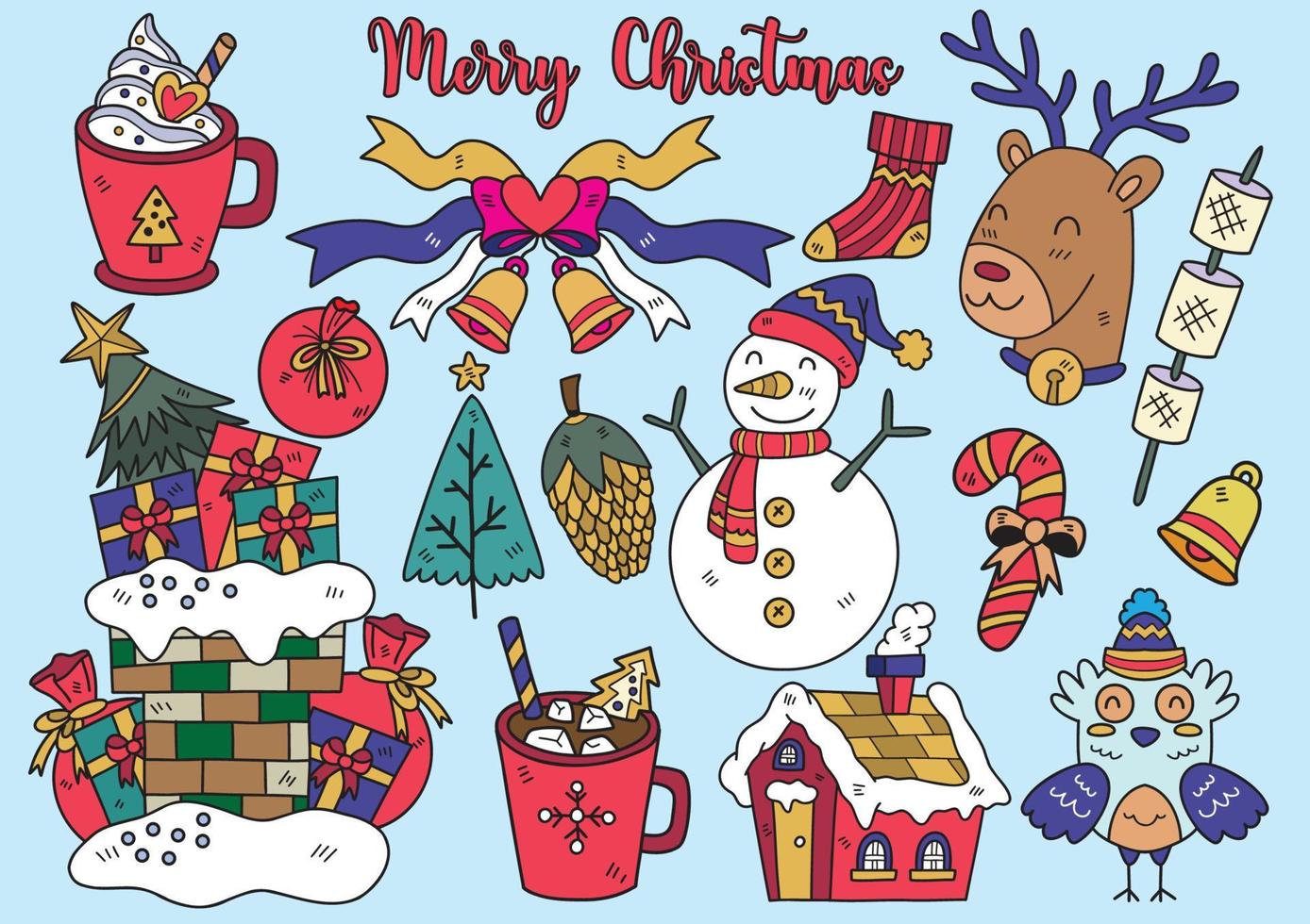 Hand drawn style christmas object doodle objects vector illustration