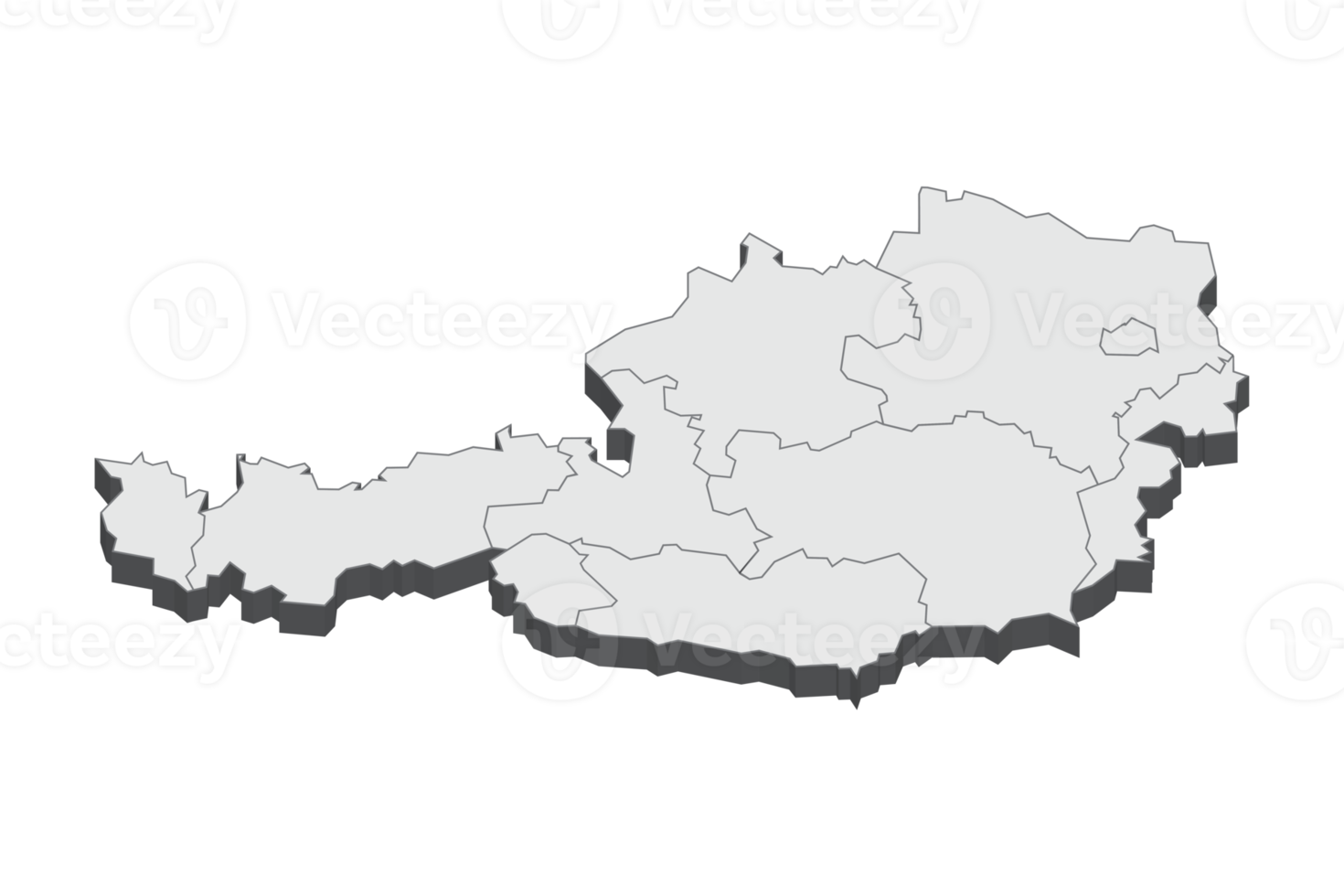 3D map illustration of Austria png