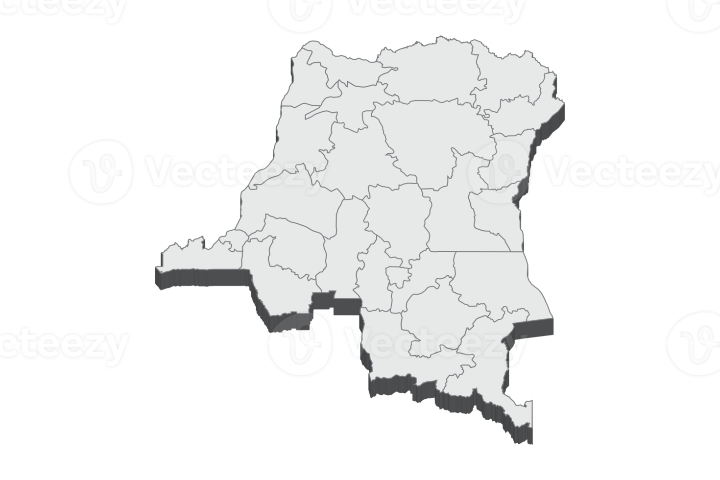 3D map illustration of Democratic Republic of the Congo png