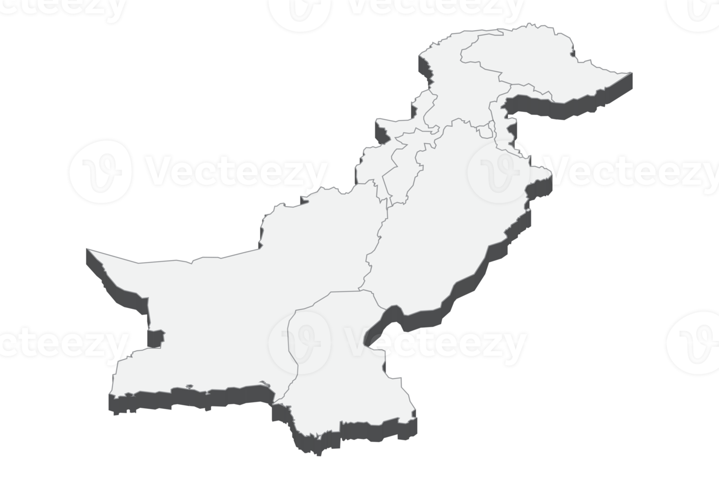 3D map illustration of Pakistan png