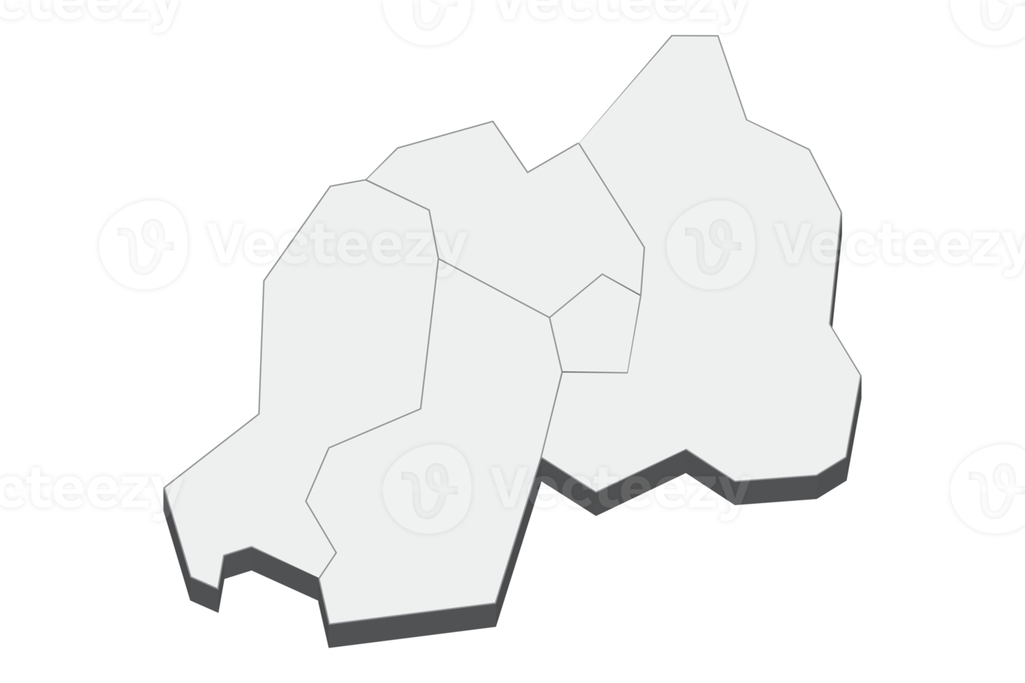 3D map illustration of Rwanda png