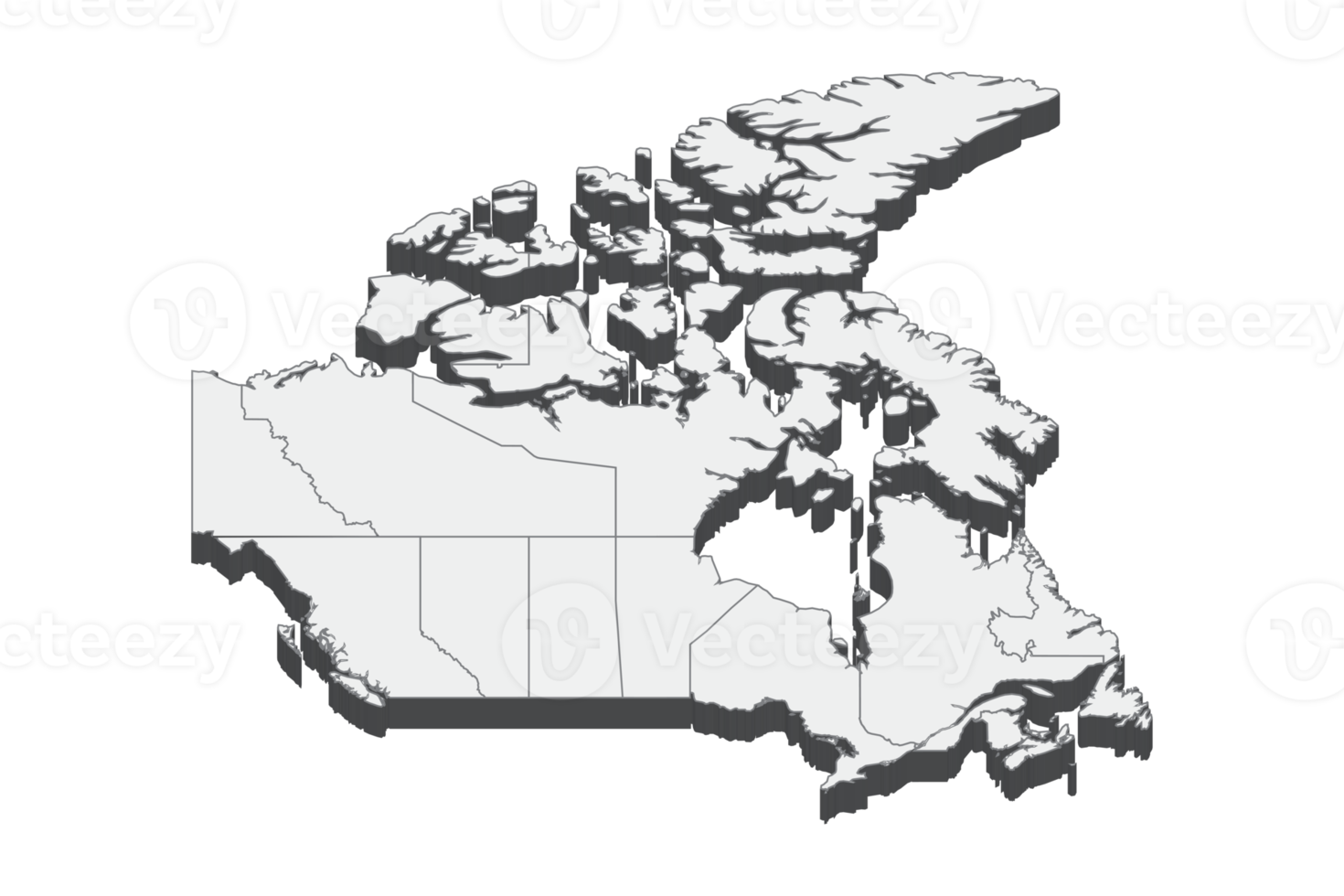 Ilustración de mapa 3D de Canadá png