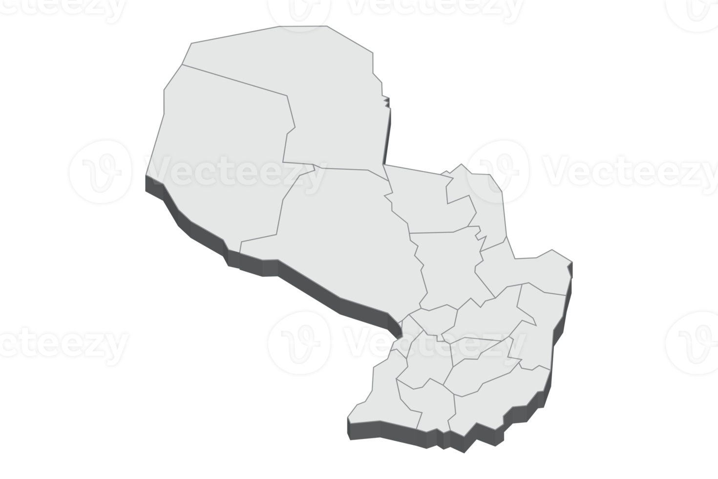 3D map illustration of Paraguay png