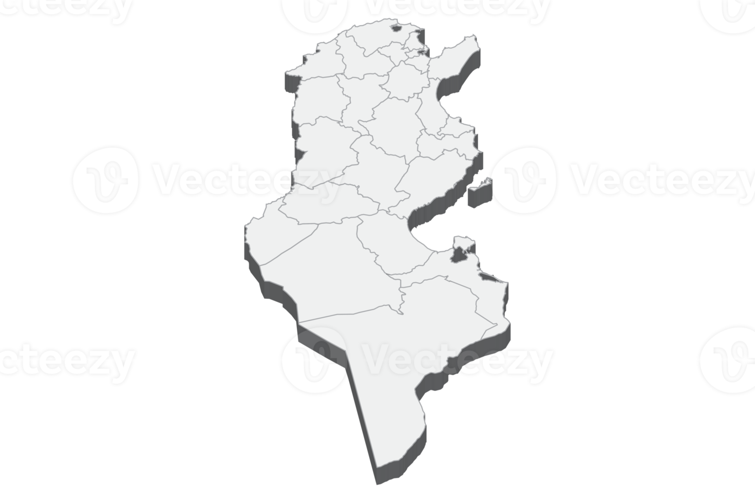 3D map illustration of Tunisia png