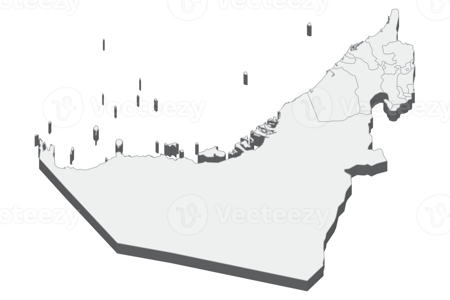 3D map illustration of United Arab Emirates png