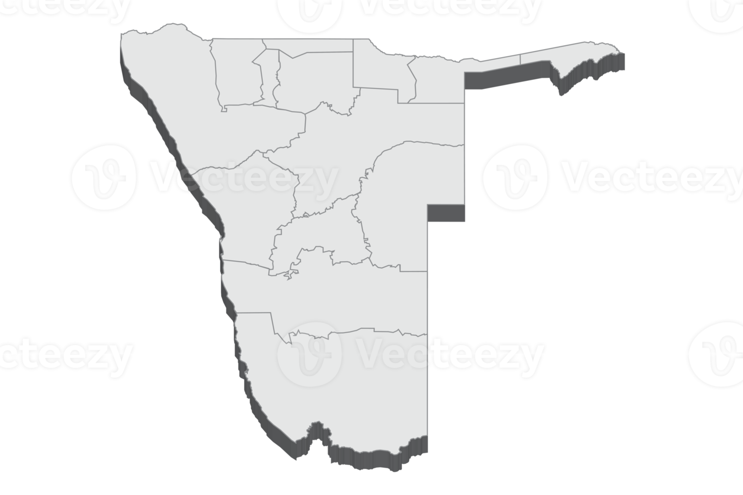 3D-kaartillustratie van Namibië png