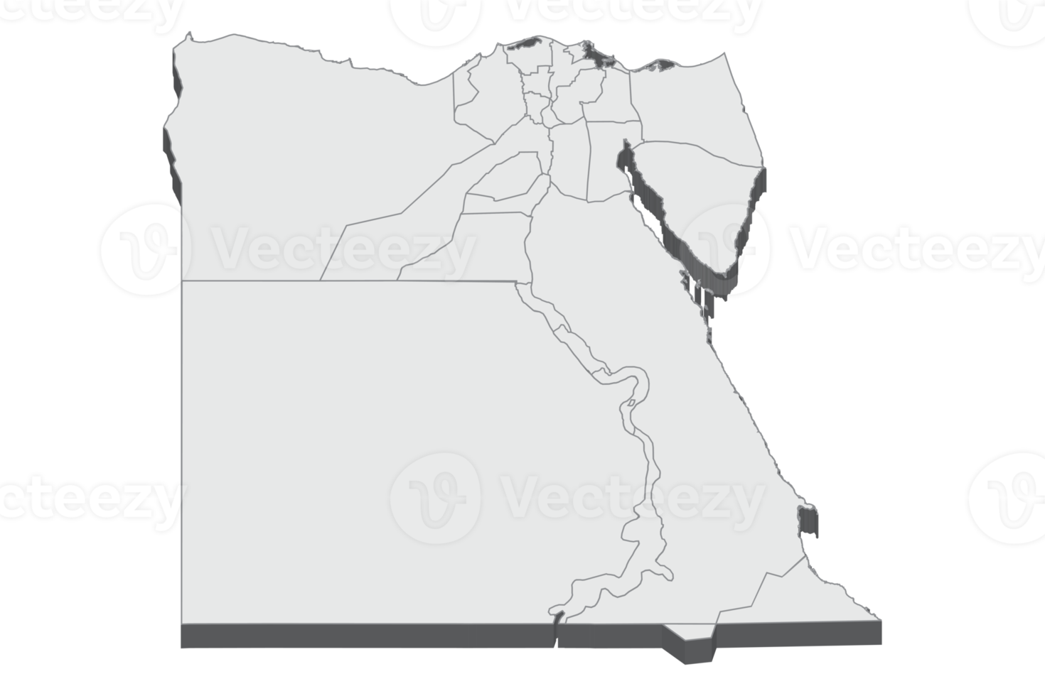 3D map illustration of Egypt png