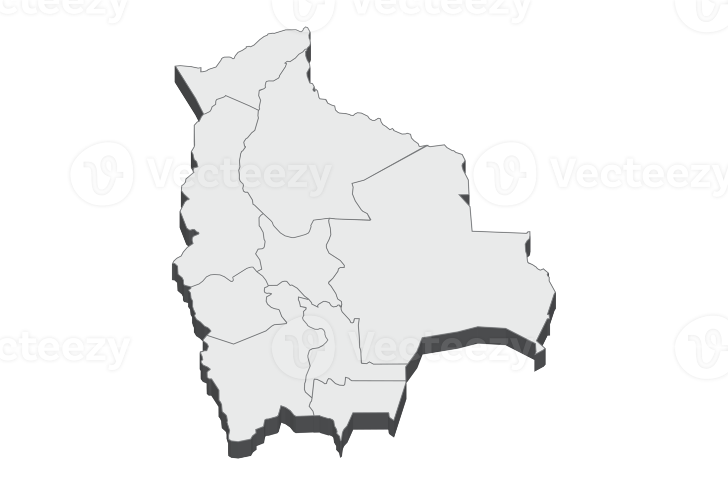 3D map illustration of Bolivia png