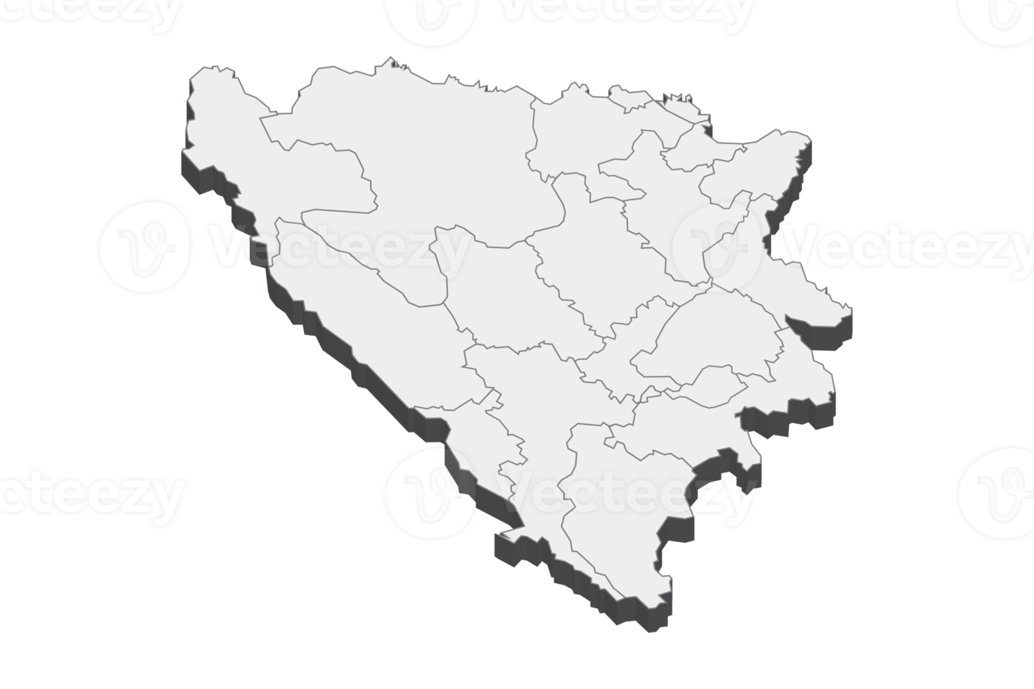 ilustração do mapa 3D da Bósnia e Herzegovina png