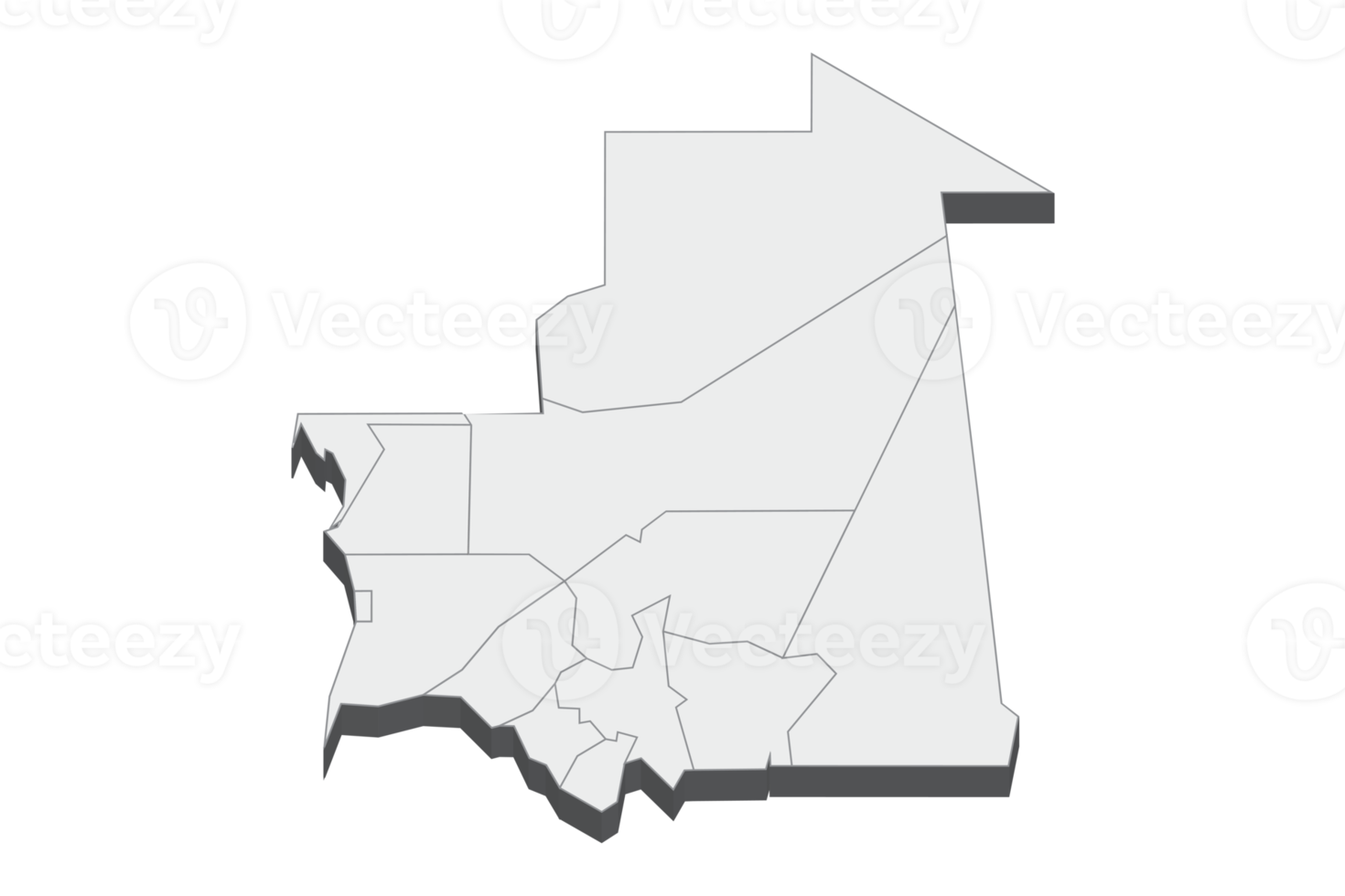 3D-kaartillustratie van Mauritanië png