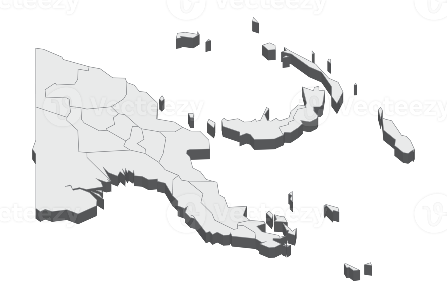 ilustração do mapa 3D de papua-nova guiné png