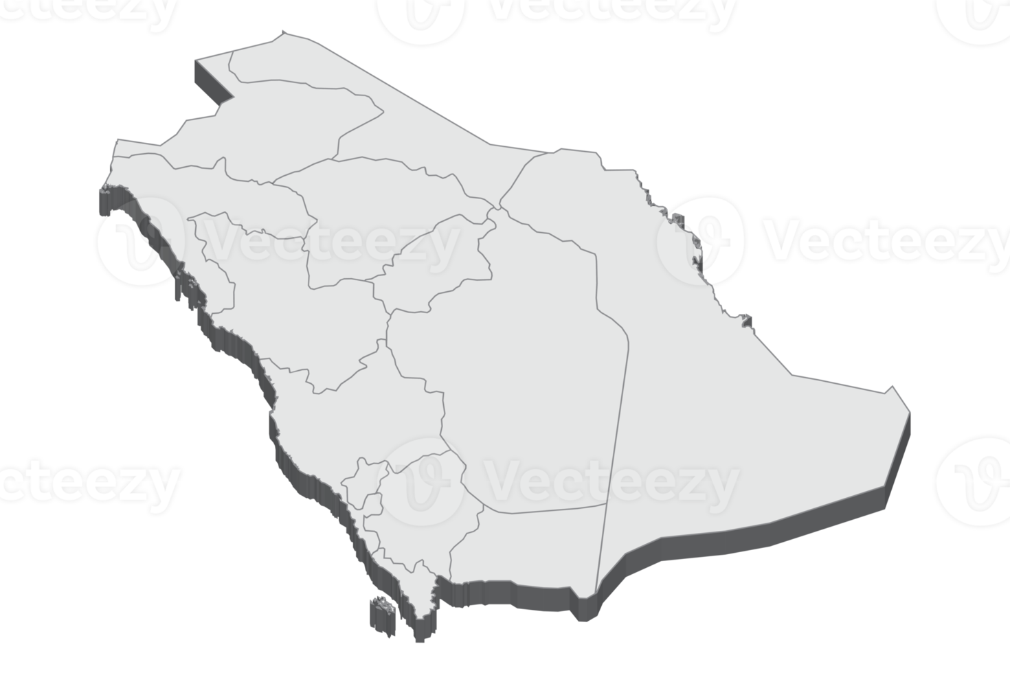 Ilustración de mapa 3d de arabia saudita png