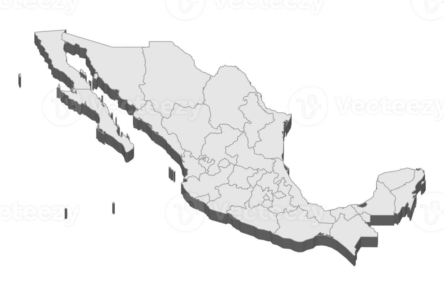 Ilustración de mapa 3D de México png