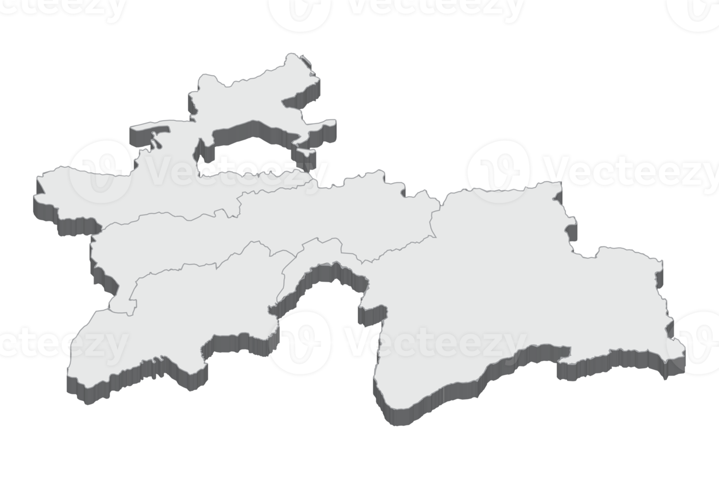 Ilustración de mapa 3D de Tayikistán png