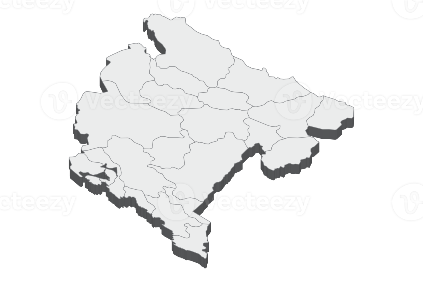 3D map illustration of Montenegro png