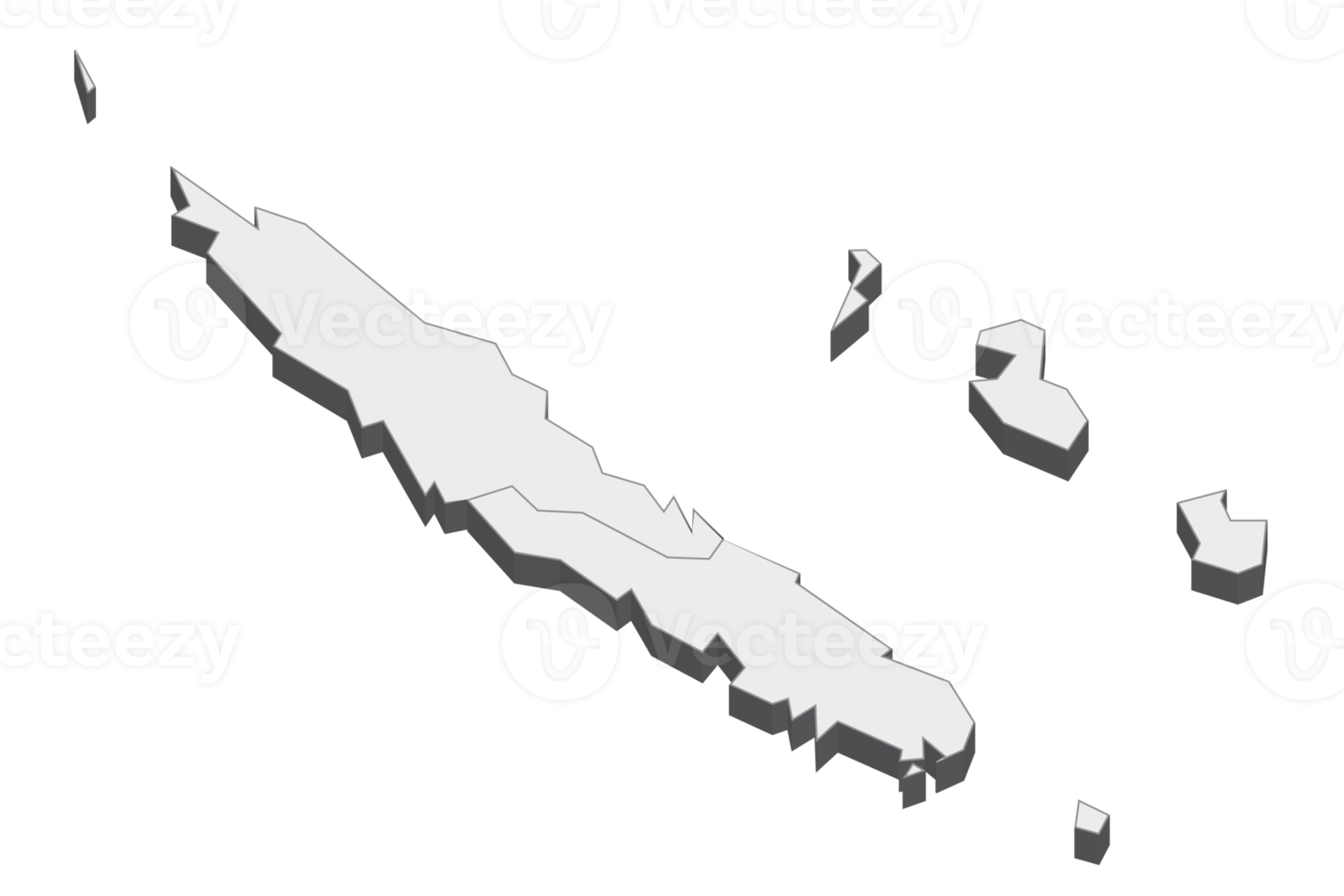 Ilustración de mapa 3d de nueva caledonia png