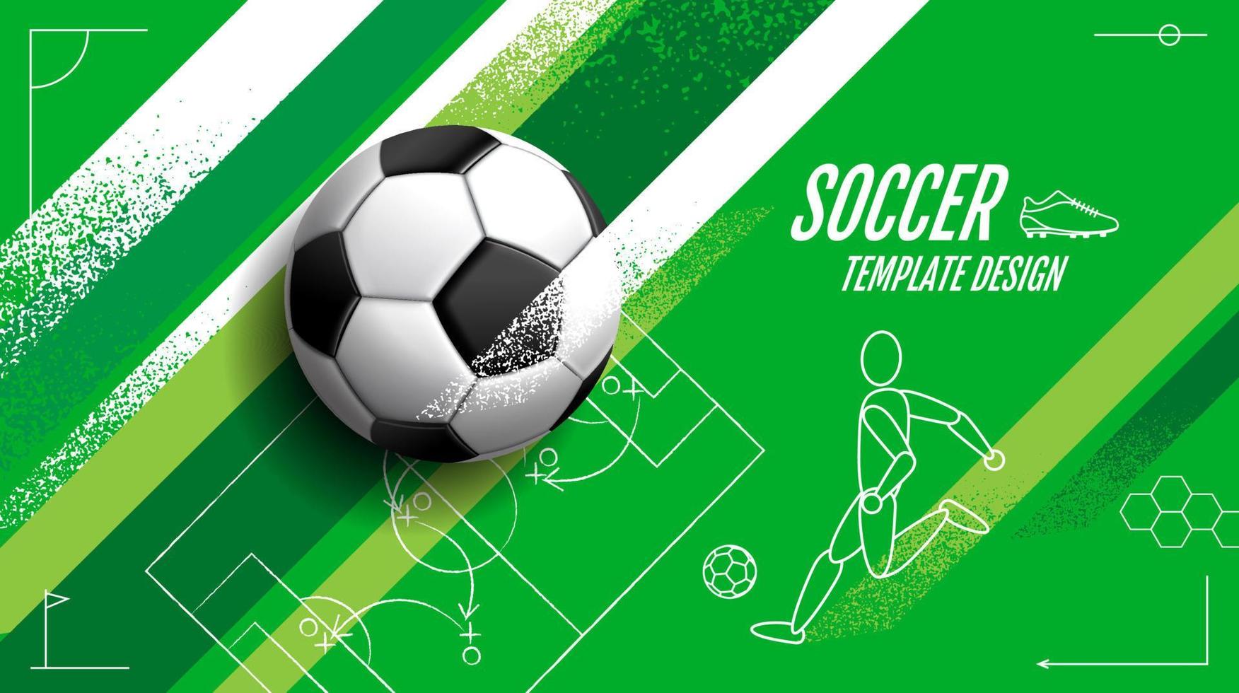 diseño de plantilla de fútbol, banner de fútbol, diseño de diseño deportivo, tema verde, vector
