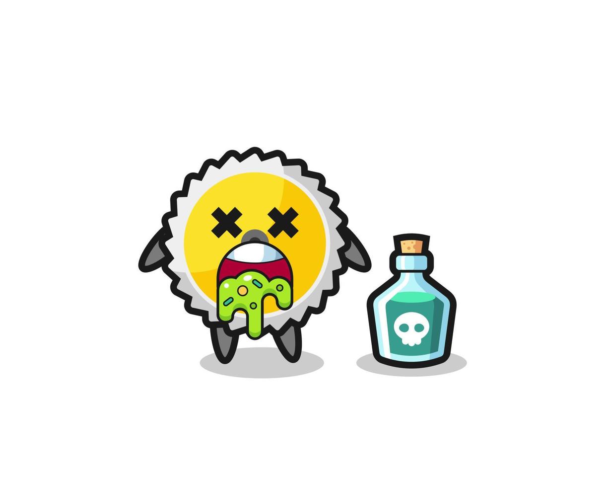 illustration of an saw blade character vomiting due to poisoning vector