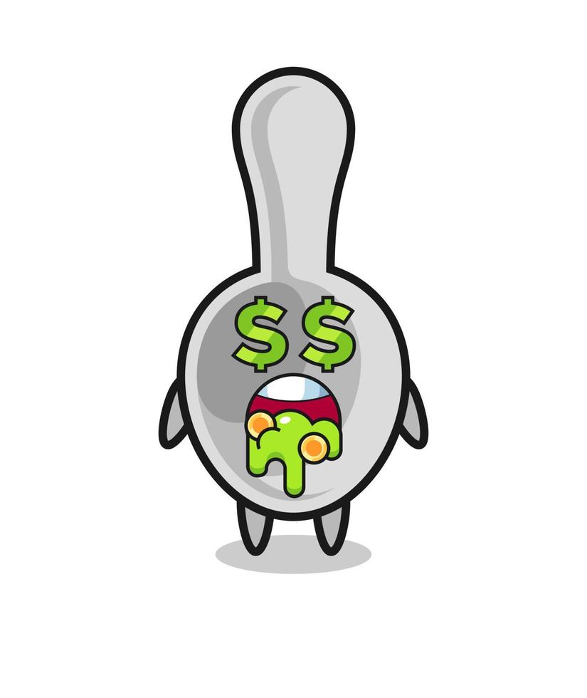 spoon character with an expression of crazy about money vector