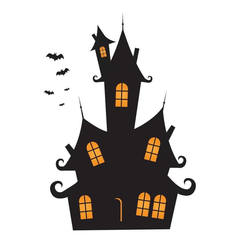 Scary Old Halloween Horrible House Vector Illustration