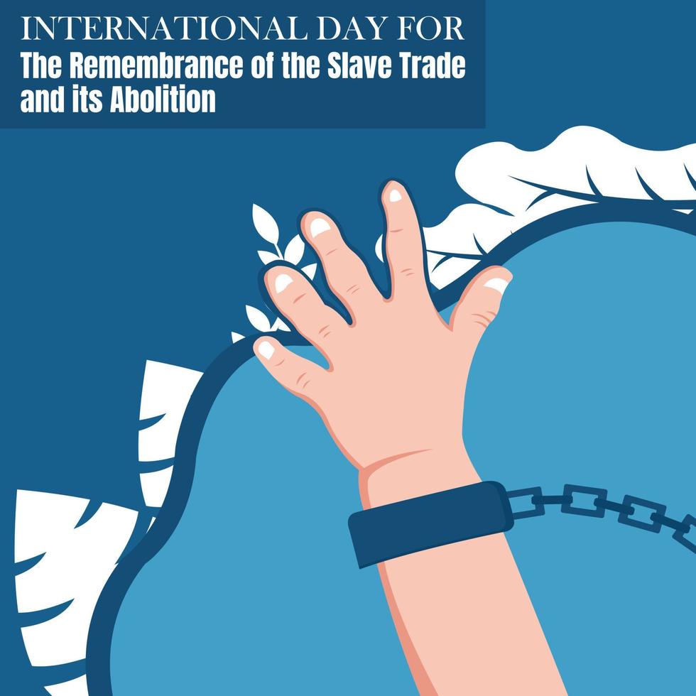 illustration vector graphic of hands waving up shackled by chains, showing leaf, perfect for international day, celebrate, greeting card, etc