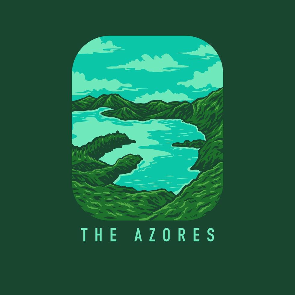 el diseño gráfico de azores, estilo de línea dibujada a mano con color digital, ilustración vectorial vector