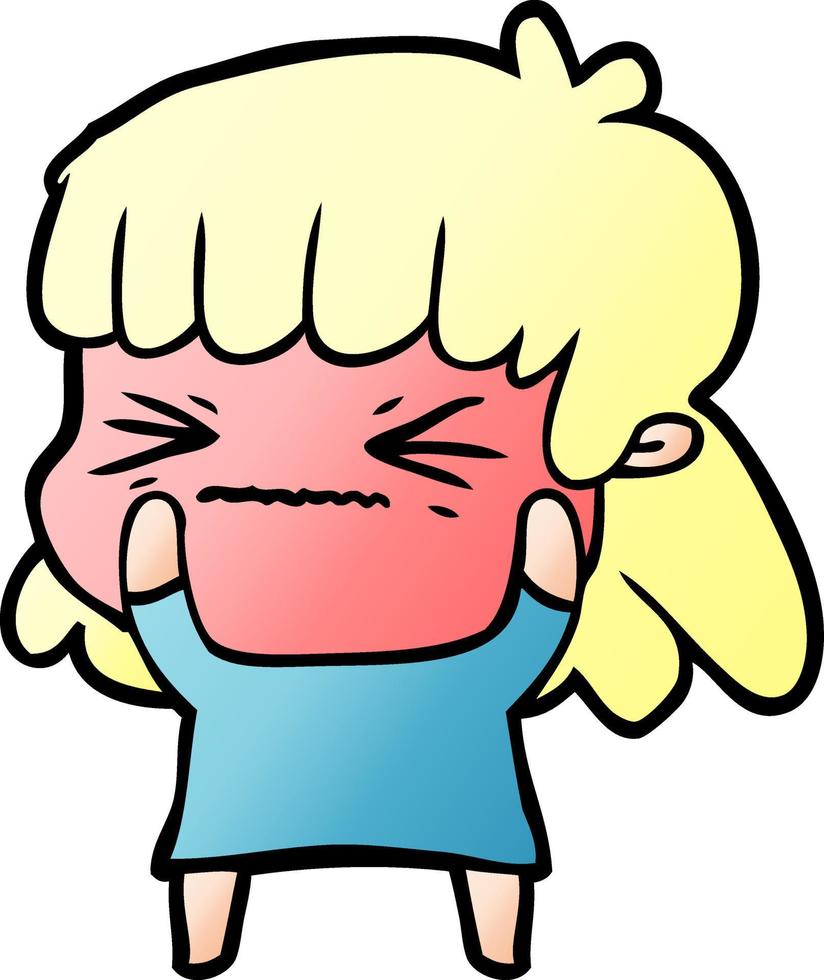 cartoon angry girl vector