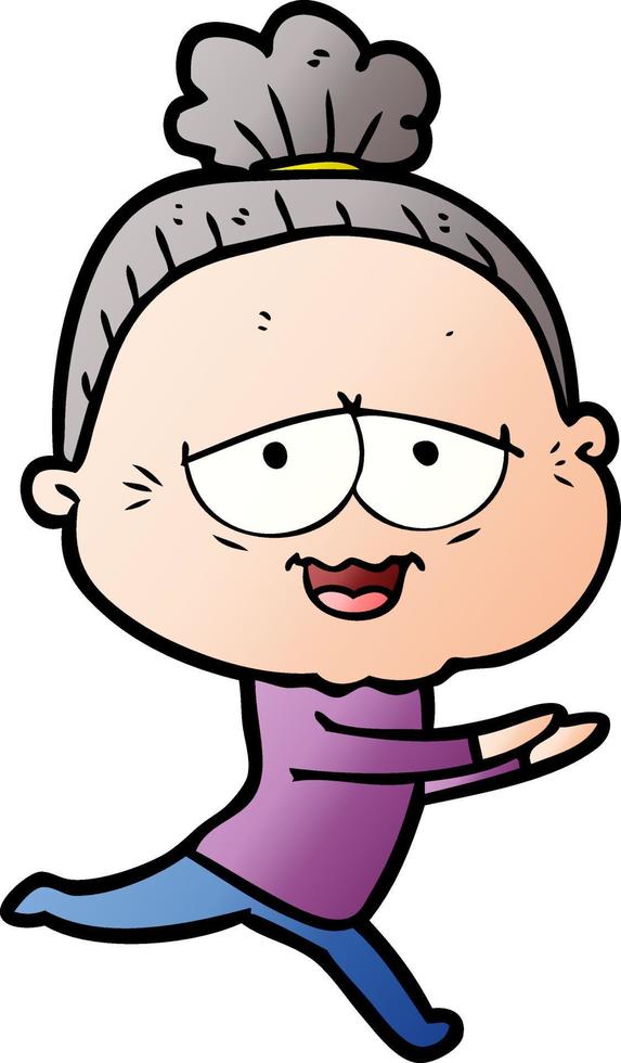 cartoon happy old lady vector