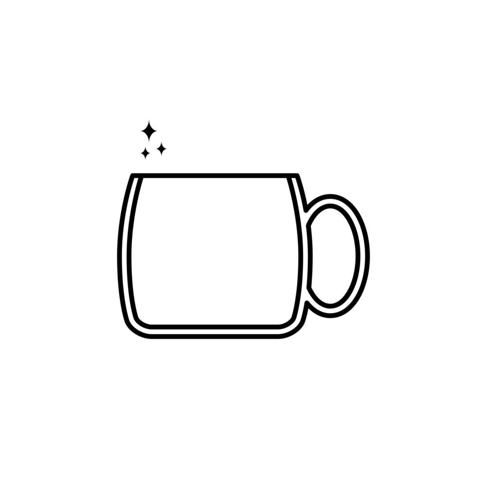 sparkling tea or coffee mug cup glass icon on white background. simple, line, silhouette and clean style. black and white. suitable for symbol, sign, icon or logo vector